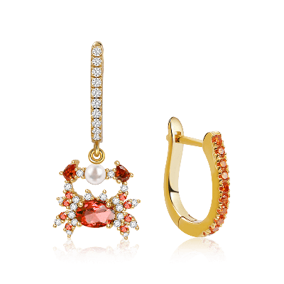 Crab Dangle Earrings Set 18K Gold Plated