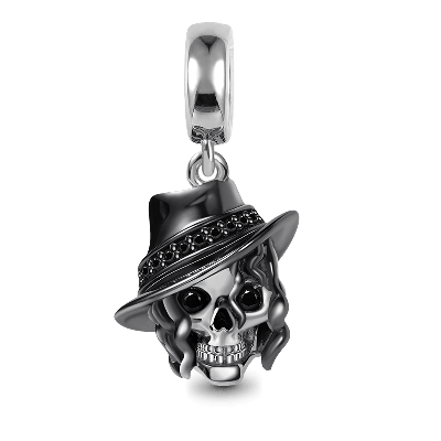 Curly Hair Skull Pendant