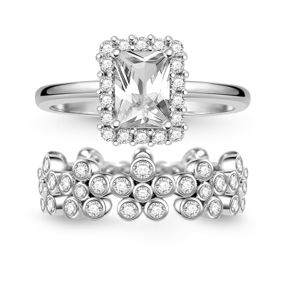 Rectangle Cut Ring Set
