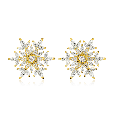 Snowflake Stud Earrings with 18K Gold Plated Sterling Silver
