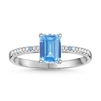 Blue Rectangle-Cut Ring