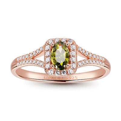 Olive Green Oval-Cut Ring