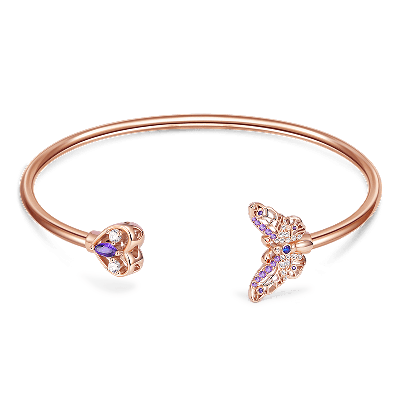Butterfly & Heart Open Bangle
