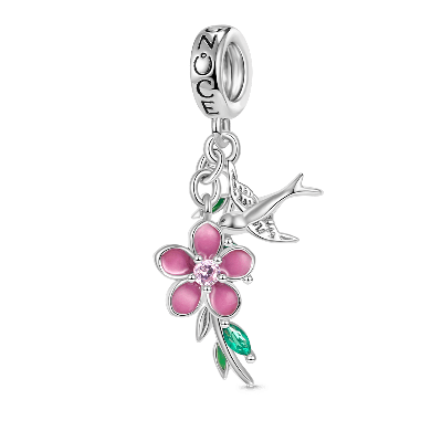 Wicker & Peach Flower Pendant