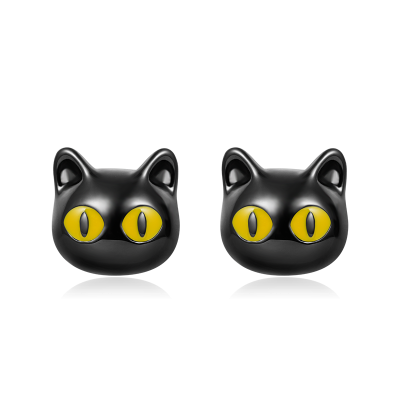 Black Cat Stud Earrings