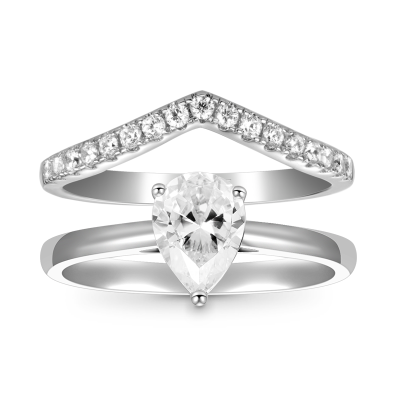 Pear Wishbone Ring Set