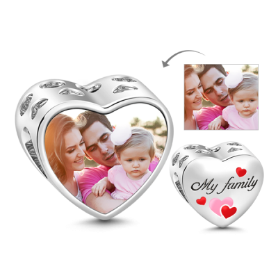 Family Heart Photo Charm