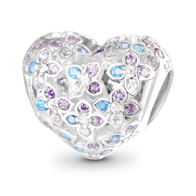 Flower Heart Charm