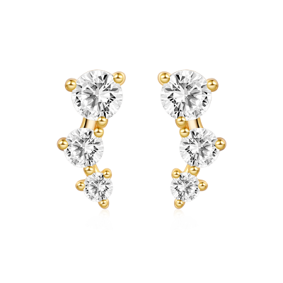 Three Stone Stud Earrings