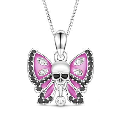Butterfly Skull Necklace