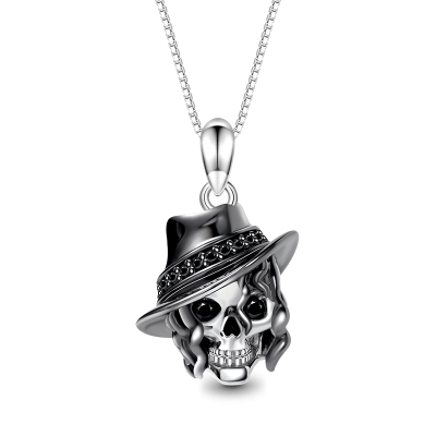 Skull with Hat Necklace