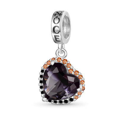 Black Purple Heart Pendant
