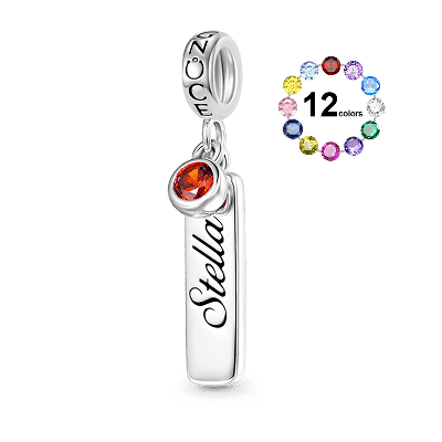 Bar Birthstone Engravable Pendant