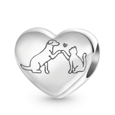 Love Cat & Dog Heart Charm