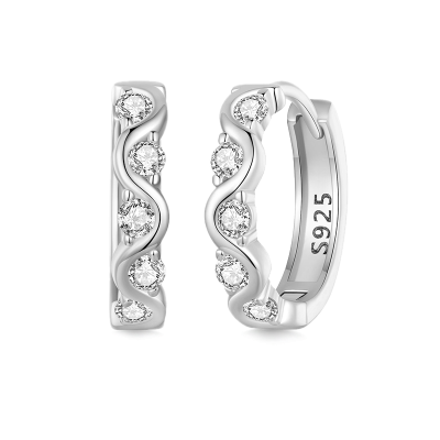 Wavy Sparkling Hoop Earrings