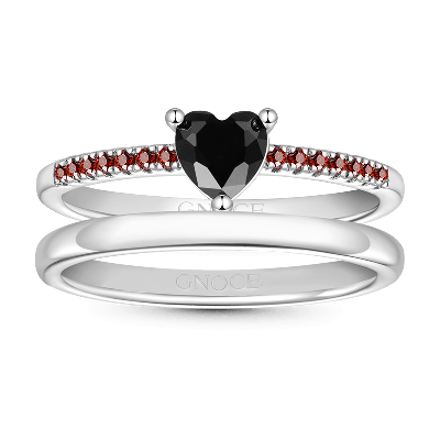 Black Heart Cut Stackable Ring