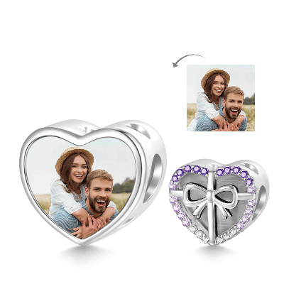 Heart Bow Photo Charm