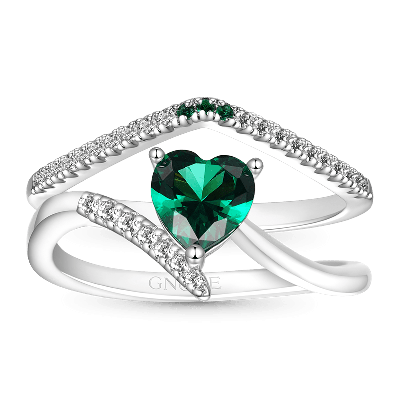Emerald Heart Cut Ring