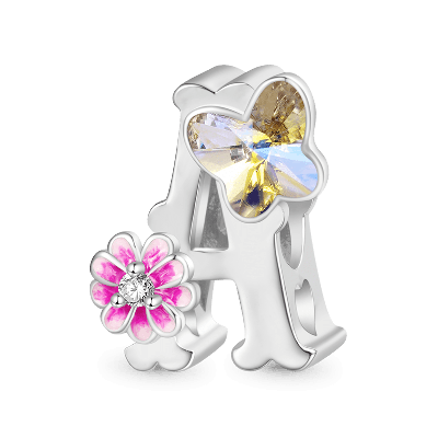 Letter Flower Personalized Charm