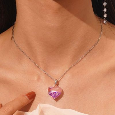 Purple Glitter Heart Pendant