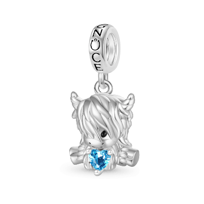 Highland Cow Birthstone Pendant