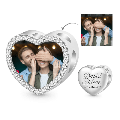 Engravable Heart Photo Charm