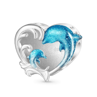 Dolphin Heart Charm