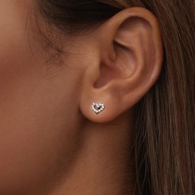 Heart Threaded Ball Stud Earrings