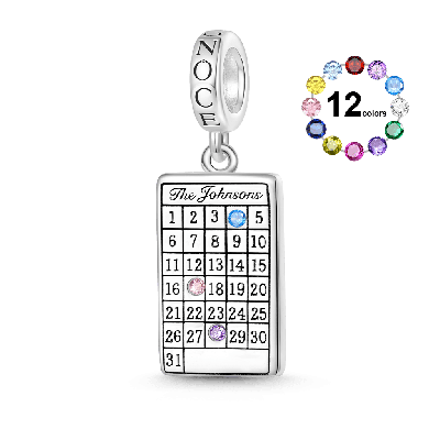 Engravable Calendar Birthstone Pendant