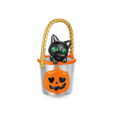 Bucket With Removable Black Cat Charm