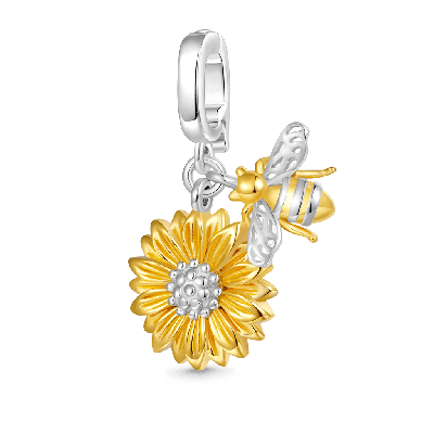 Sunflower Bee Clasp Clusters Charm