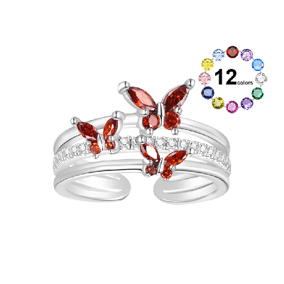 Birthstone Butterfly Open Ring
