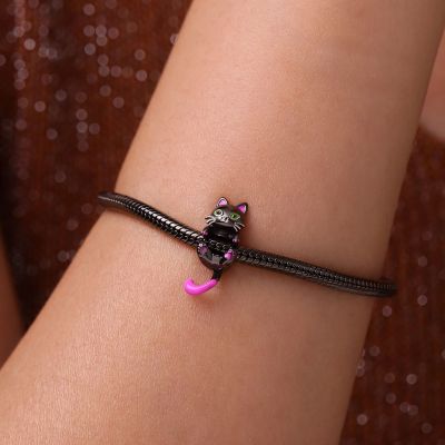 Pink Tail Black Cat Charm