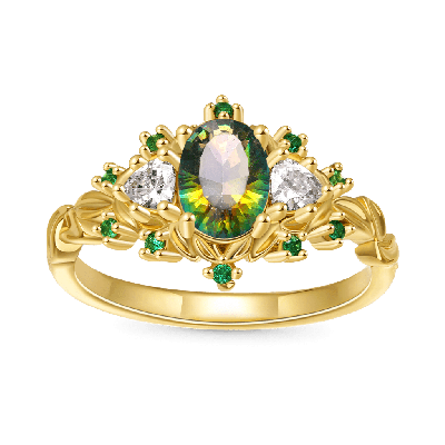 Secret Garden Teal Oval Ring