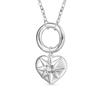 Circle Clasp Heart Necklace