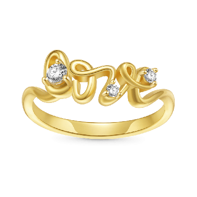 18K Gold Plated Diamond Love Ring