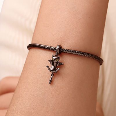 Black Cat with Bat Wings Pendant