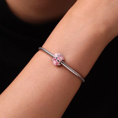 Pink Flower Ball Charm