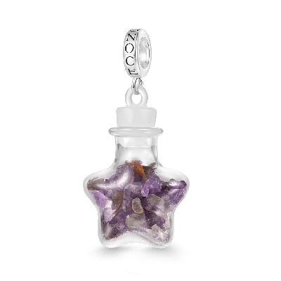 Amethyst Crystal Glass Bottle Pendant