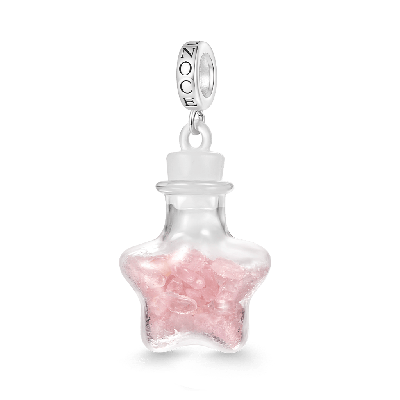 Pink Crystal Glass Bottle Pendant