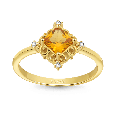 Yellow Cut Solitaire Rings