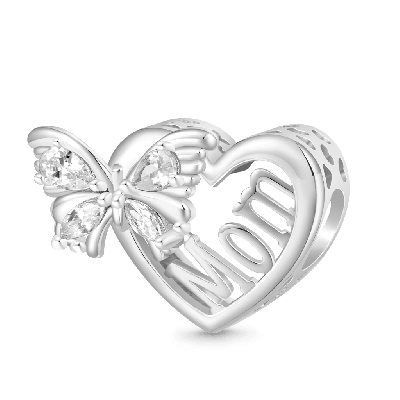 Mother's Day Butterfly Heart Charm
