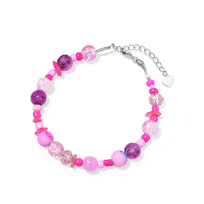 Pink Cracked Beaded Bracelet