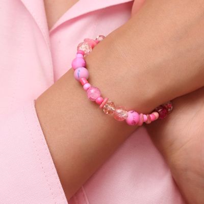 Pink Cracked Beaded Bracelet