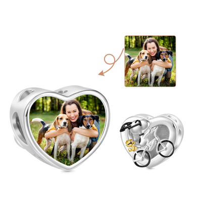 Snoopy Riding Bike Photo Charm