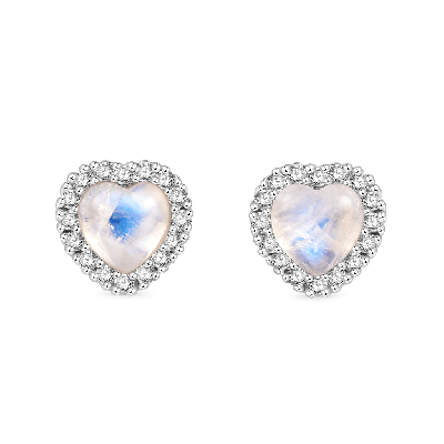 Moonstone Heart Stud Earrings