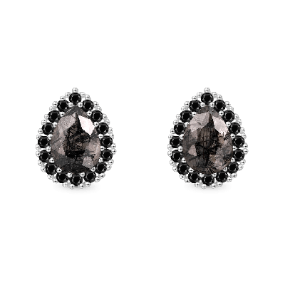 Black Rutilated Quartz Stud Earrings