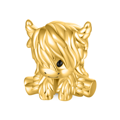 Gold Scottish Highland Cow Charm