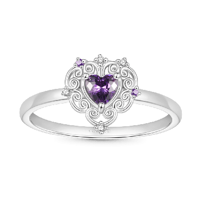 Vintage Purple CZ Heart Ring