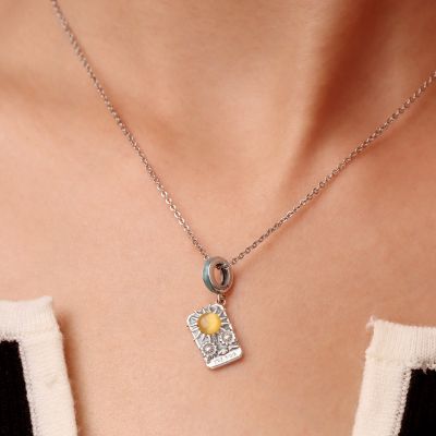 Blue Tarot Card Sun Pendant